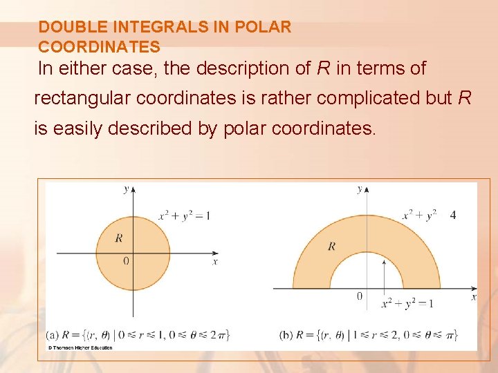 DOUBLE INTEGRALS IN POLAR COORDINATES In either case, the description of R in terms