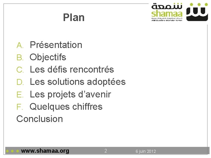 Plan A. Présentation B. Objectifs C. Les défis rencontrés D. Les solutions adoptées E.