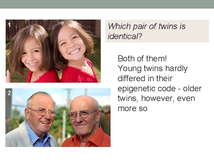 1 2 Which pair of twins is identical? Both of them! Young twins hardly