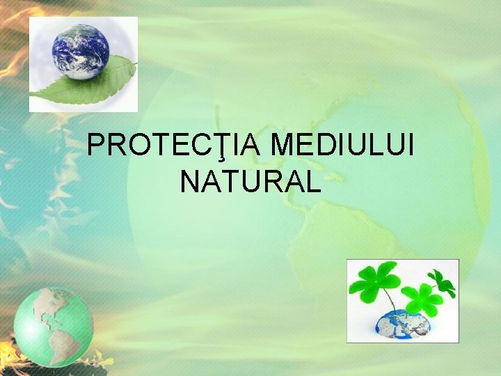 PROTECŢIA MEDIULUI NATURAL PROTECŢIA MEDIULUI NATURAL