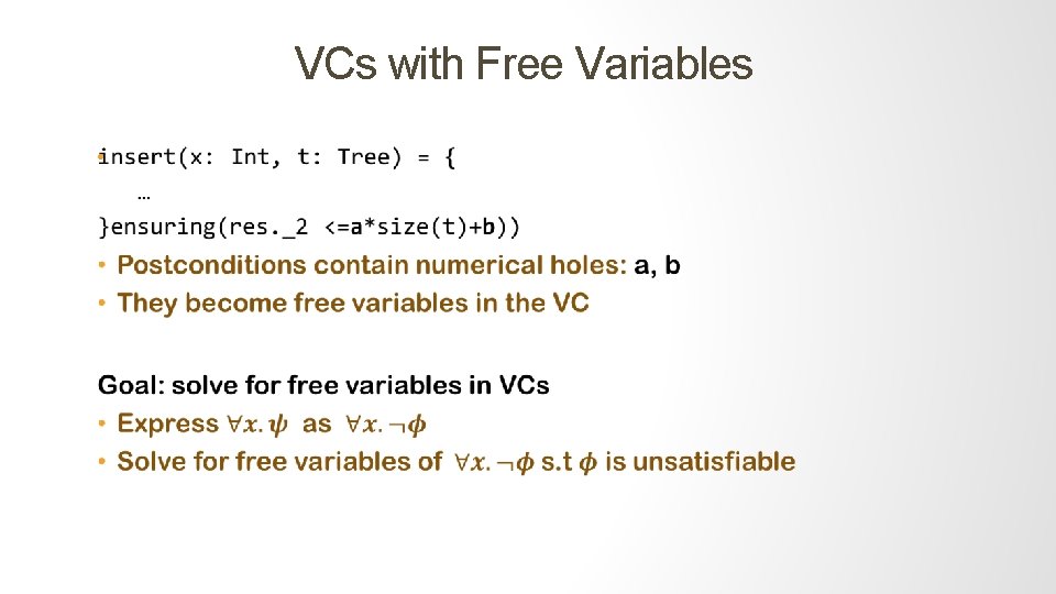 VCs with Free Variables • 