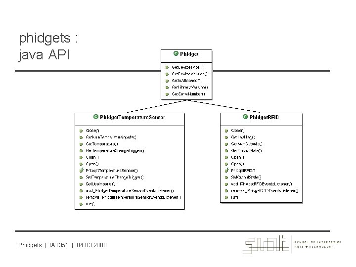 phidgets : java API Phidgets | IAT 351 | 04. 03. 2008 