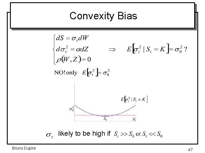 Convexity Bias K likely to be high if Bruno Dupire 47 