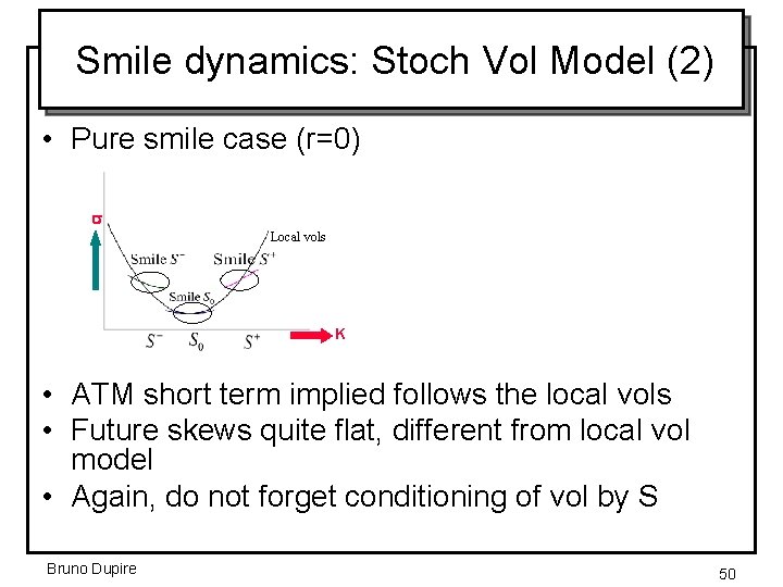 Smile dynamics: Stoch Vol Model (2) • Pure smile case (r=0) s Local vols