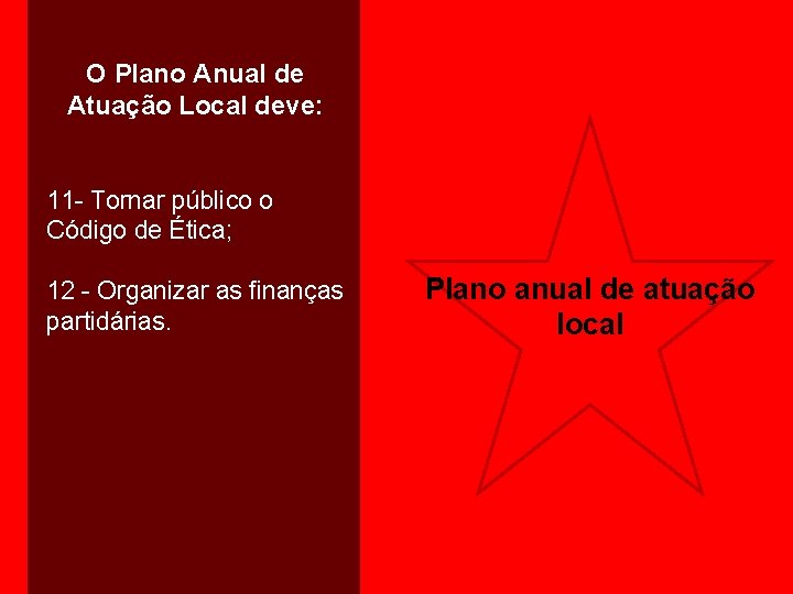 O Plano Anual de Atuação Local deve: 11 - Tornar público o Código de