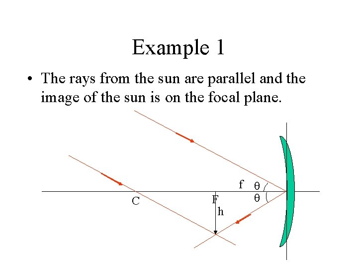 Example 1 • The rays from the sun are parallel and the image of