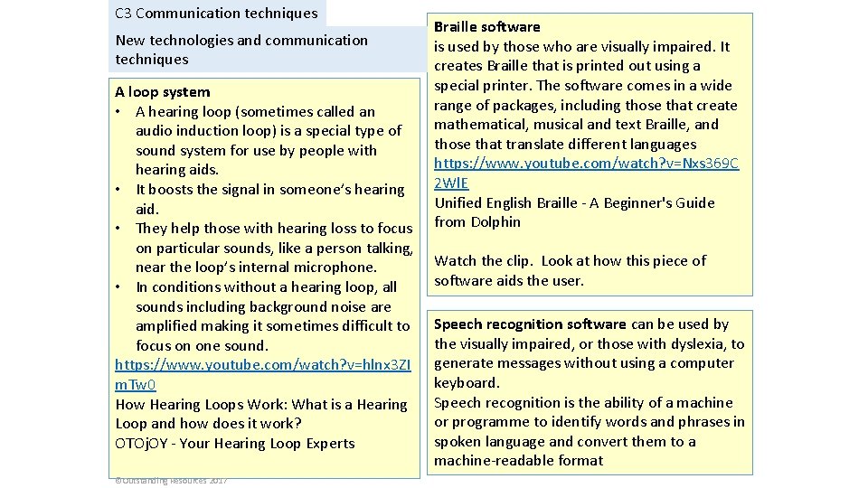 C 3 Communication techniques New technologies and communication techniques A loop system • A