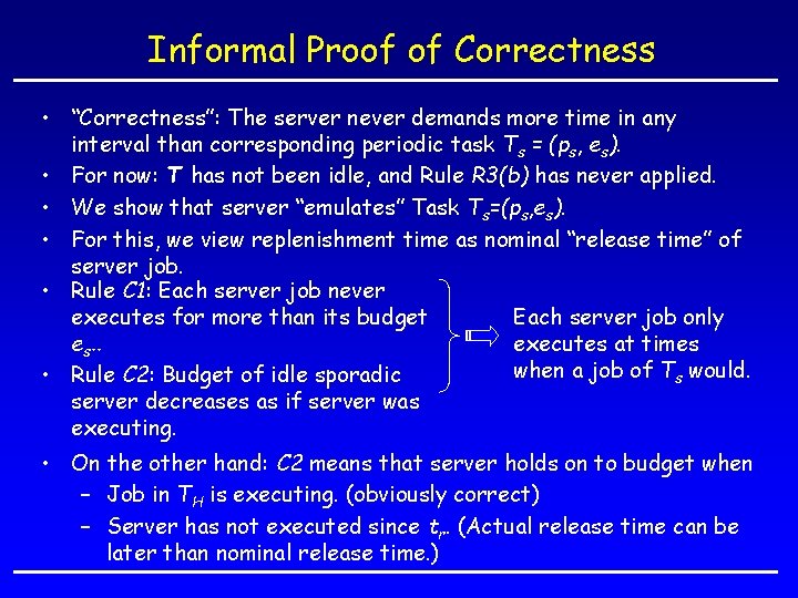 Informal Proof of Correctness • “Correctness”: The server never demands more time in any