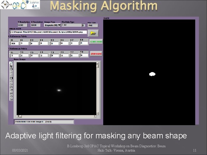 Masking Algorithm Adaptive light filtering for masking any beam shape 08/03/2021 B. Lomberg-3 rd