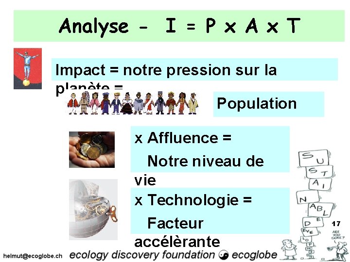 Analyse - I = P x A x T Impact = notre pression sur