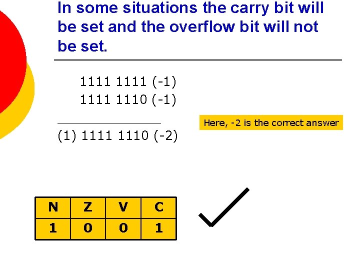 In some situations the carry bit will be set and the overflow bit will