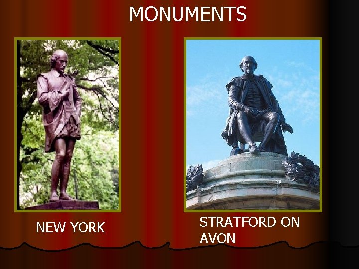 MONUMENTS NEW YORK STRATFORD ON AVON 
