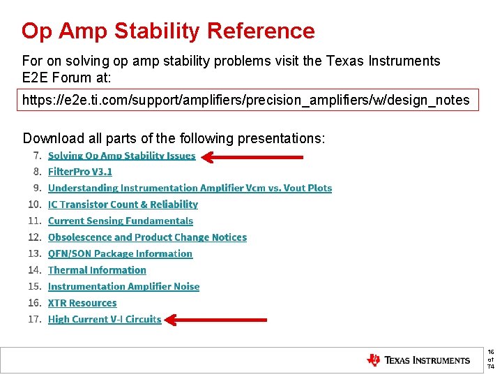 Op Amp Stability Reference For on solving op amp stability problems visit the Texas