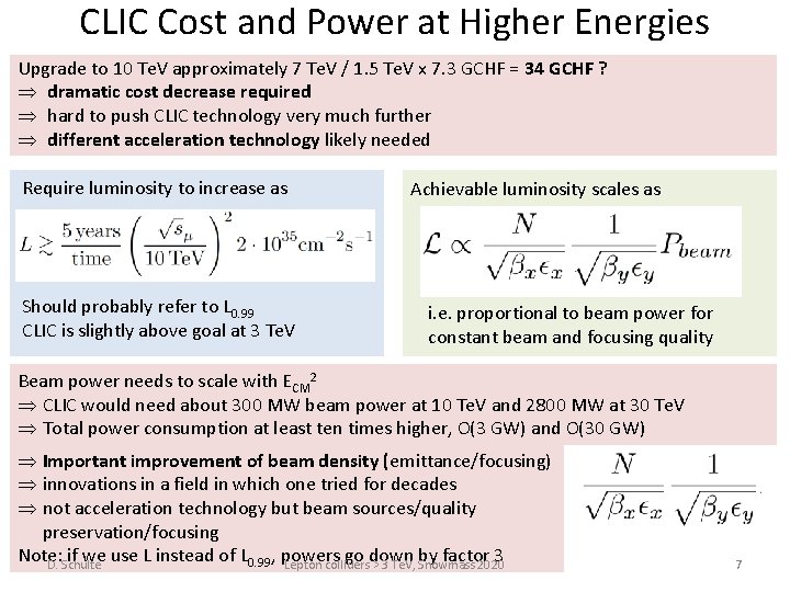 CLIC Cost and Power at Higher Energies Upgrade to 10 Te. V approximately 7