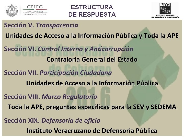 ESTRUCTURA DE RESPUESTA Sección V. V Transparencia Unidades de Acceso a la Información Pública