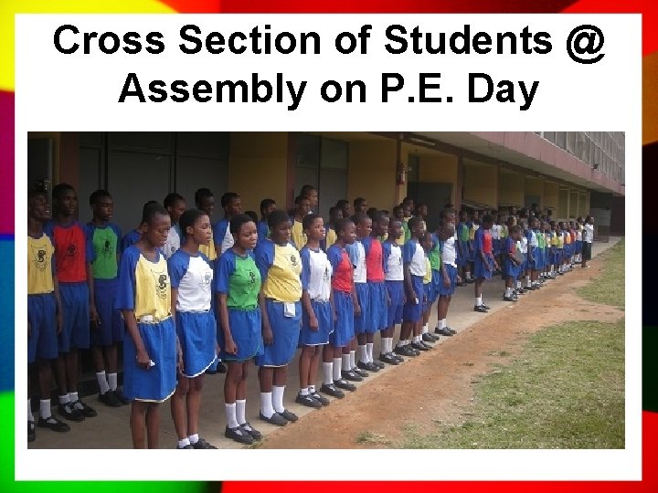 Cross Section of Students @ Assembly on P. E. Day 