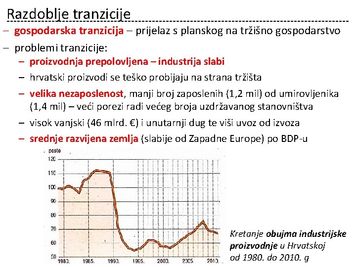 Razdoblje tranzicije ‒ gospodarska tranzicija – prijelaz s planskog na tržišno gospodarstvo ‒ problemi