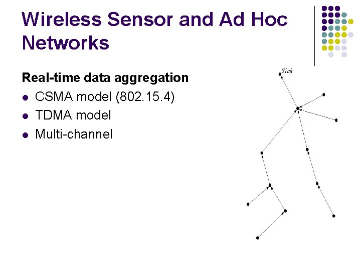 Wireless Sensor and Ad Hoc Networks Real-time data aggregation l CSMA model (802. 15.