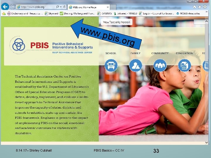 www 8. 14. 17– Shirley Cutshall . pbis . org PBIS Basics – CC www 8. 14. 17– Shirley Cutshall . pbis . org PBIS Basics – CC