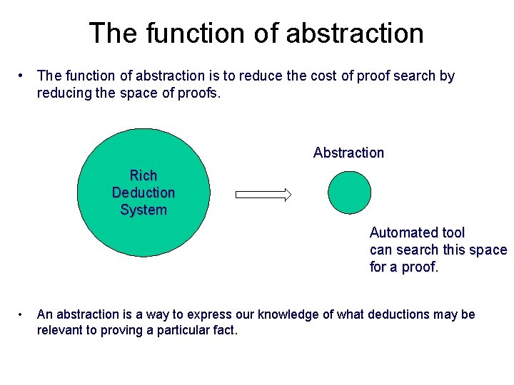 The function of abstraction • The function of abstraction is to reduce the cost