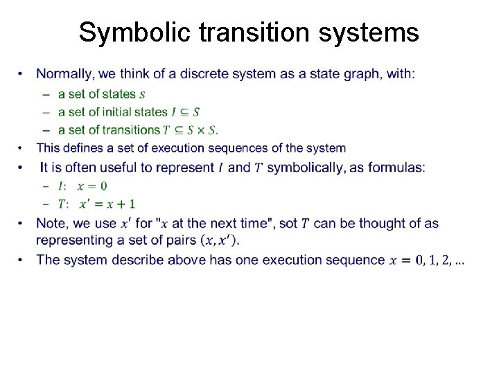 Symbolic transition systems • 