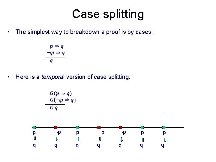 Case splitting • The simplest way to breakdown a proof is by cases: •