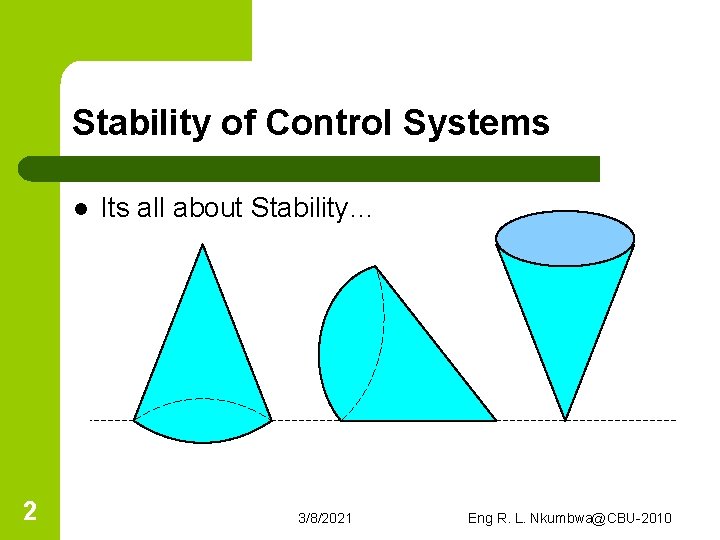 Stability of Control Systems l 2 Its all about Stability… 3/8/2021 Eng R. L.