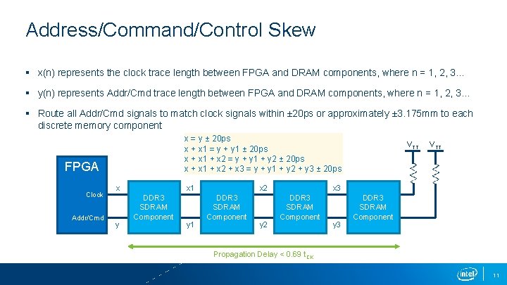 Address/Command/Control Skew § x(n) represents the clock trace length between FPGA and DRAM components,