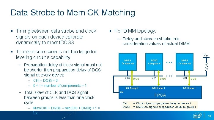 Data Strobe to Mem CK Matching § Timing between data strobe and clock signals