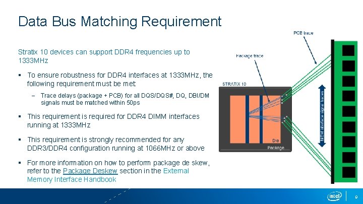 Data Bus Matching Requirement Stratix 10 devices can support DDR 4 frequencies up to