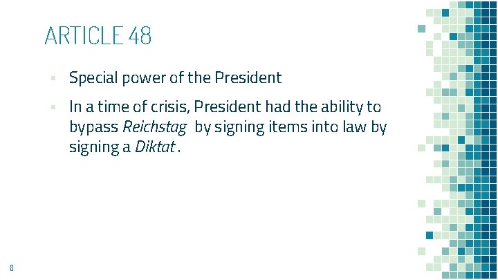 ARTICLE 48 ▪ Special power of the President ▪ In a time of crisis,