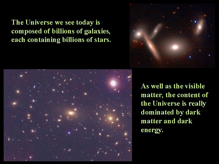 The Universe we see today is composed of billions of galaxies, each containing billions