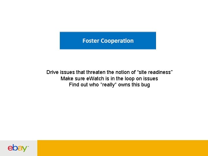 Drive issues that threaten the notion of “site readiness” Make sure e. Watch is