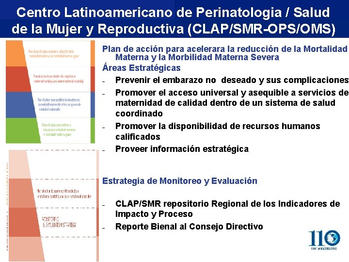 Centro Latinoamericano de Perinatologia / Salud de la Mujer y Reproductiva (CLAP/SMR-OPS/OMS) Plan de
