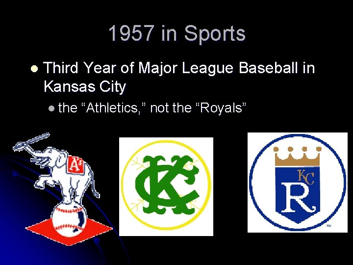 1957 in Sports l Third Year of Major League Baseball in Kansas City l