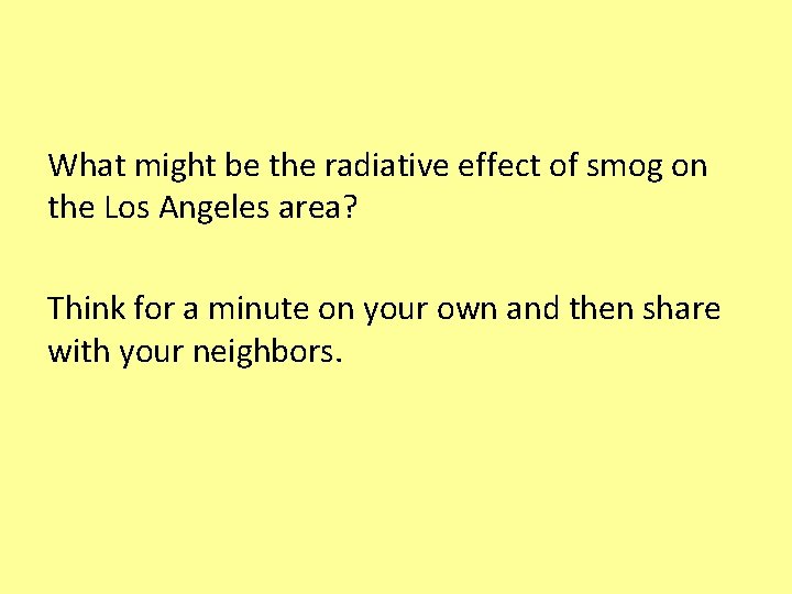 What might be the radiative effect of smog on the Los Angeles area? Think