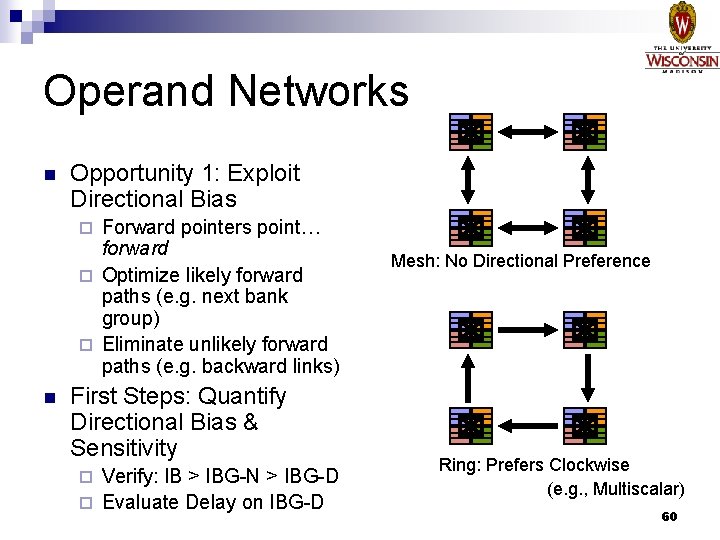 Operand Networks n Opportunity 1: Exploit Directional Bias Forward pointers point… forward ¨ Optimize