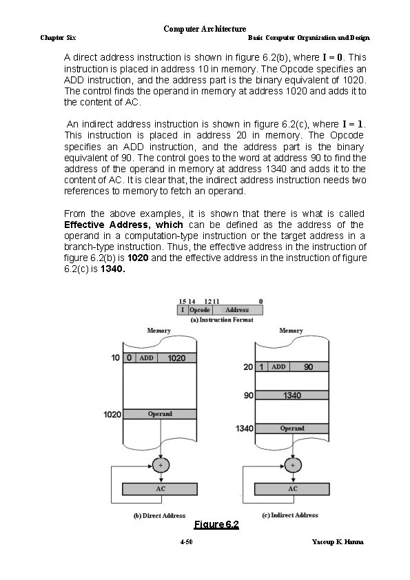 Computer Architecture Chapter Six Basic Computer Organization and Design A direct address instruction is