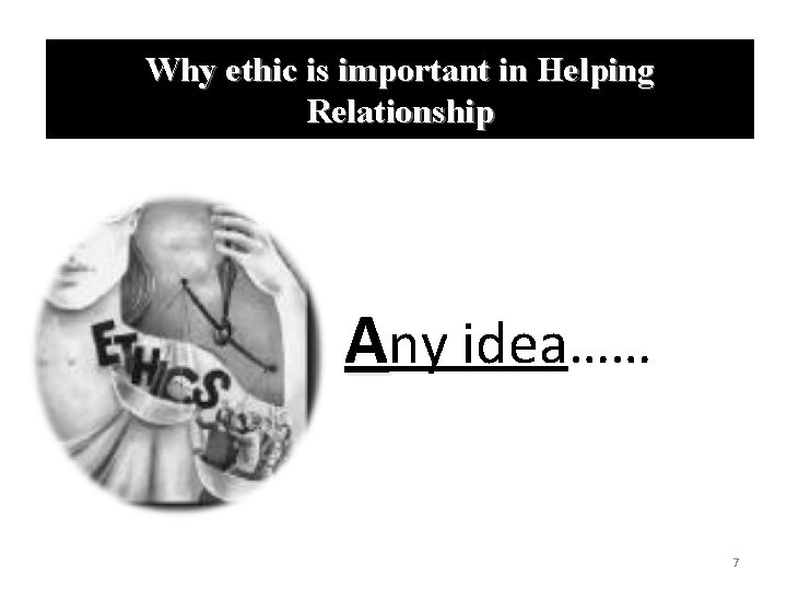 Why ethic is important in Helping Relationship Any idea…… 7 