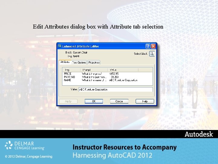 Edit Attributes dialog box with Attribute tab selection 