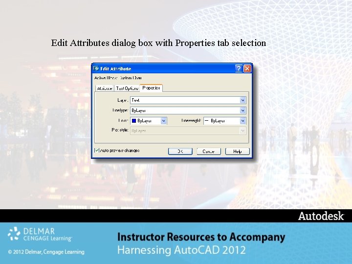 Edit Attributes dialog box with Properties tab selection 