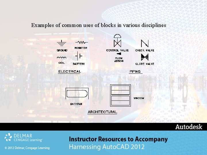 Examples of common uses of blocks in various disciplines 