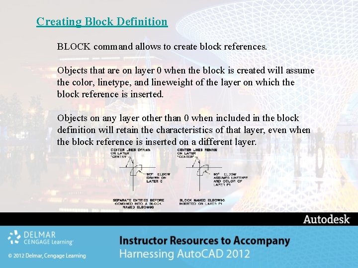 Creating Block Definition BLOCK command allows to create block references. Objects that are on