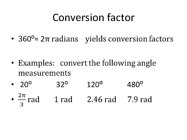 Conversion factor • 