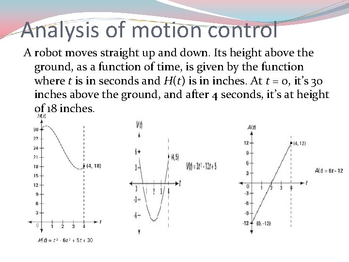 Analysis of motion control A robot moves straight up and down. Its height above