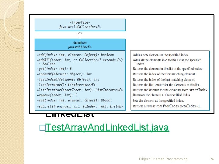 Lists �The List interface extends the Collection interface and defines a collection for storing Lists �The List interface extends the Collection interface and defines a collection for storing