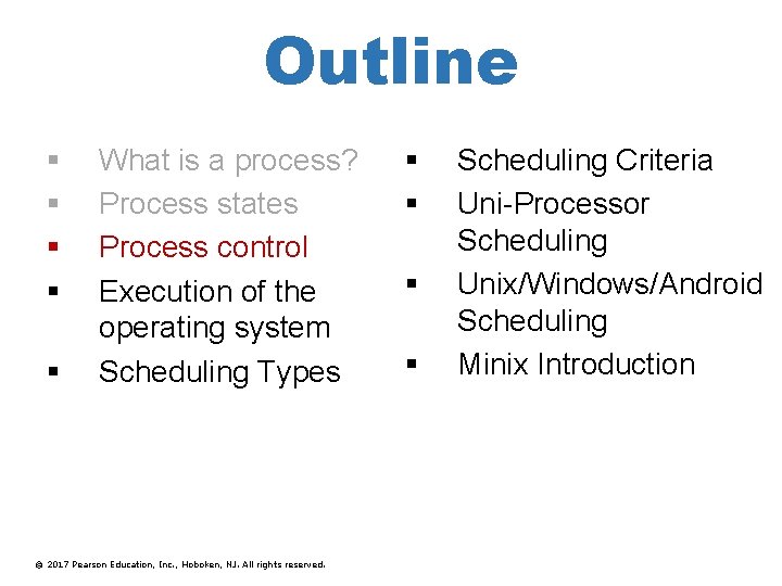 Outline § § § What is a process? Process states Process control Execution of