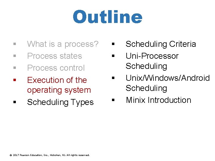 Outline § § § What is a process? Process states Process control Execution of
