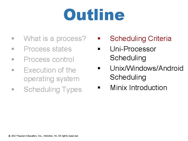 Outline § § § What is a process? Process states Process control Execution of
