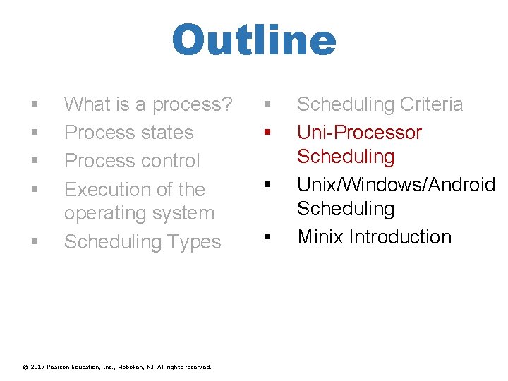 Outline § § § What is a process? Process states Process control Execution of